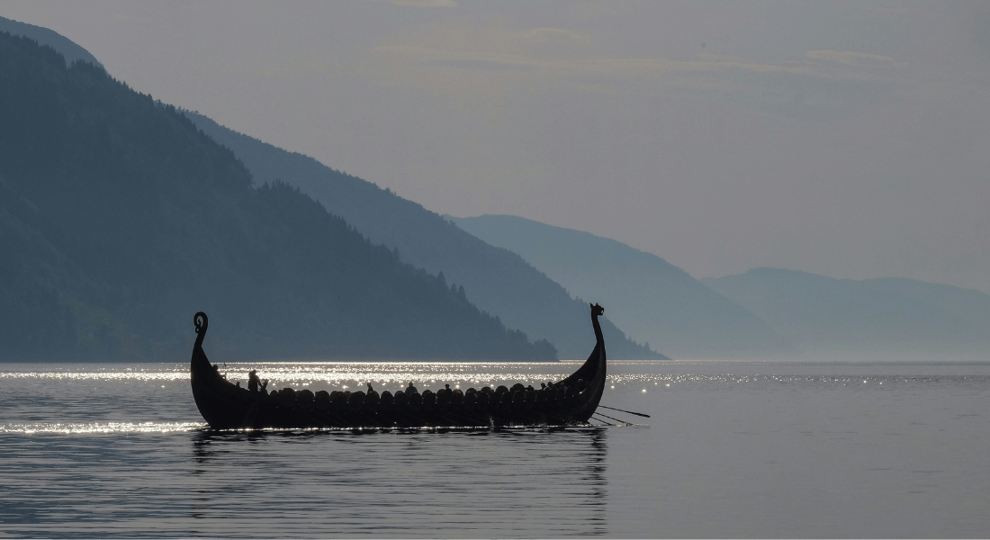 Viking ship at sea